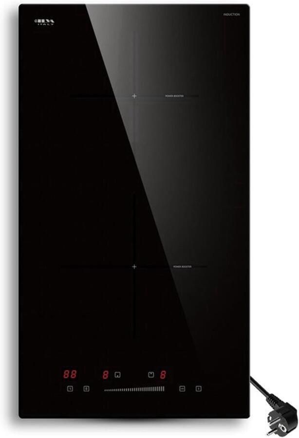 Inbouw Inductiekookplaat 3 Pits 3680 W Vermogen 59 cm Breedte Keramisch Glas Zwart Elektrische Kookplaat