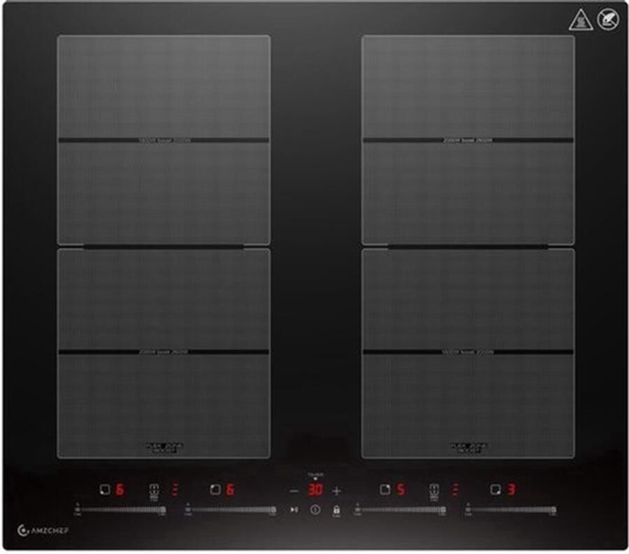 Inbouw Inductiekookplaat 60 cm 4 Zones Flexibel 7400 W Vermogen Glas Keramiek Elektrisch Koken
