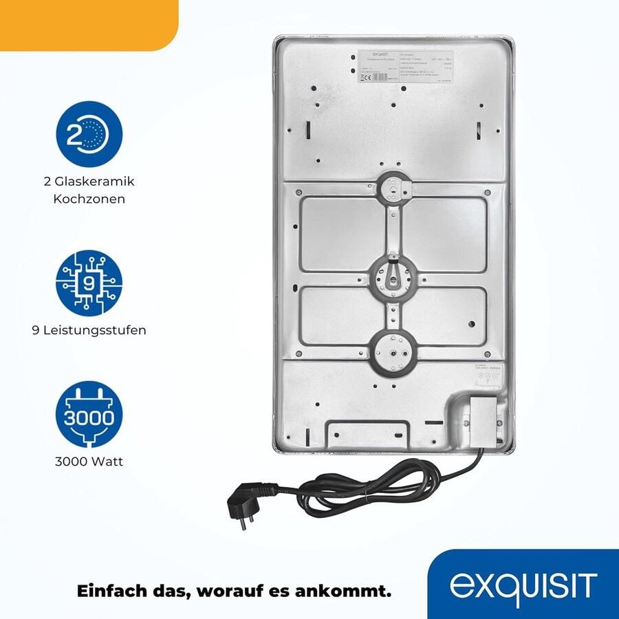 Inbouw Kookplaat Keramische Kookplaat Elektrische Kookplaat Koken en Bereiden Glaskeramiek Oppervlak 29.7 x 51.5 cm Zwart