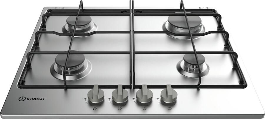 Indesit THP 642 IX I Zwart Roestvrijstaal Ingebouwd 58 cm Gaskookplaat 4 zone(s)