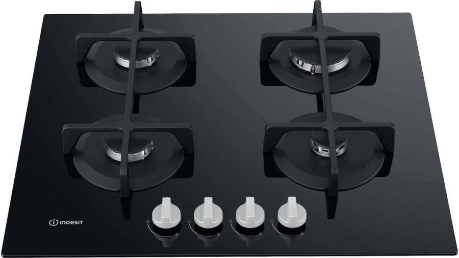 Indesit ING 61T BK Zwart Ingebouwd 59 cm Gaskookplaat 4 zone(s)