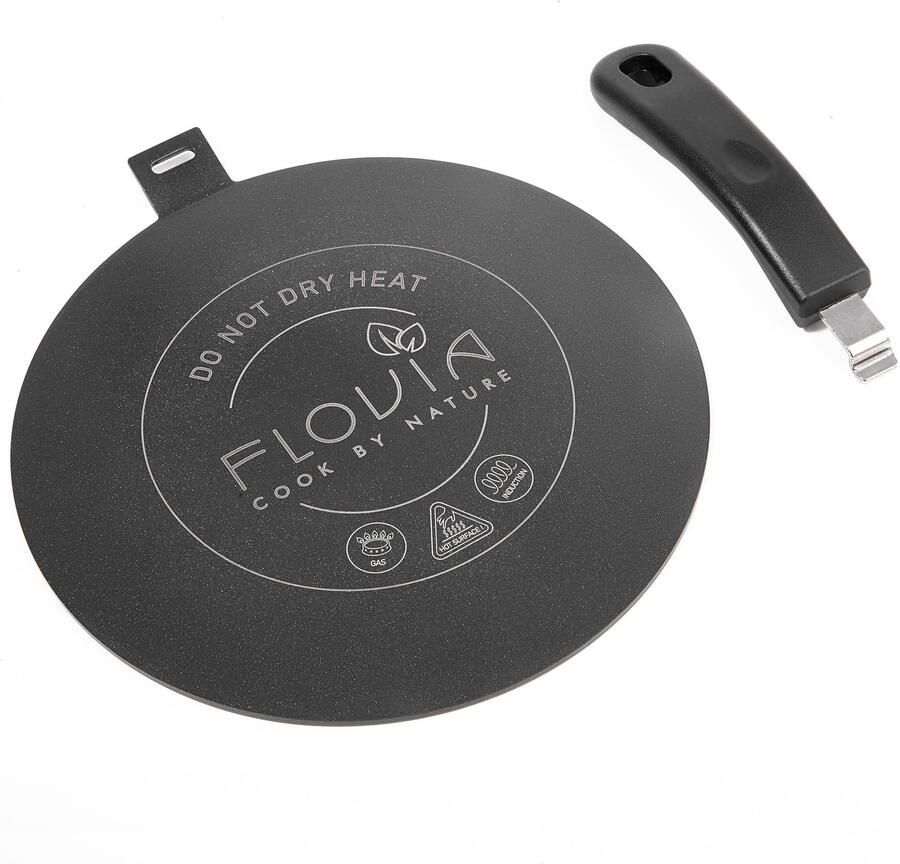 Inductie-adapterplaat Ø 24 cm met afneembare handgreep warmtediffuser voor niet-inductieve potten compatibel met inductie gas en elektrisch zwart zonder verkleuring