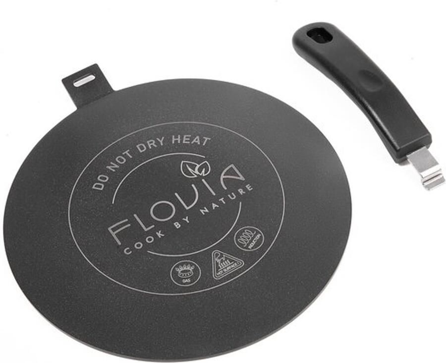 Inductie-adapterplaat Ø 24 cm met afneembare handgreep warmtediffuser voor niet-inductieve potten compatibel met inductie gas en elektrisch zwart zonder verkleuring