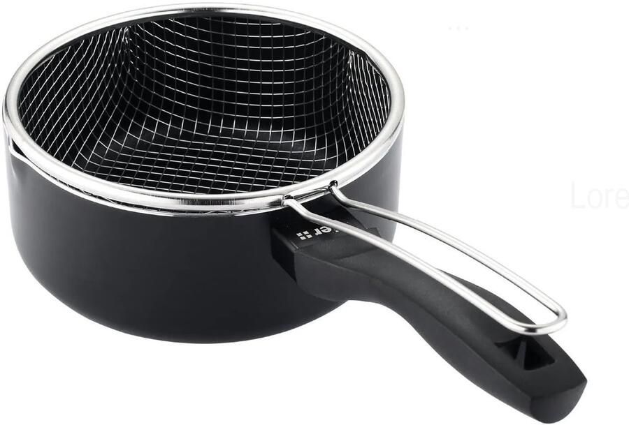 Inductie-friteuse Ø 18 cm aluminium met antiaanbaklaag inductiebodem ideaal voor gezond frituren ShopVlot