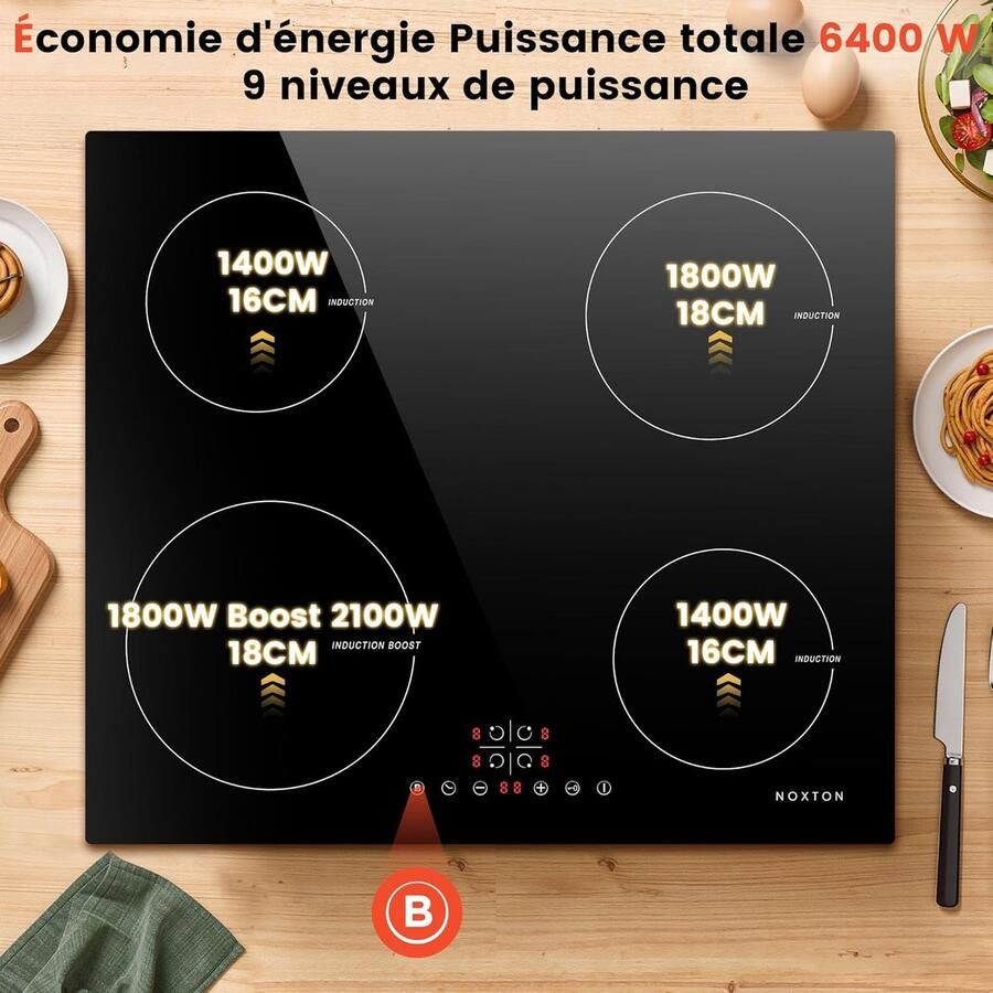 Inductie Kookplaat 4 Zones Snel Koken Met Boost Functie 60 cm Zwart