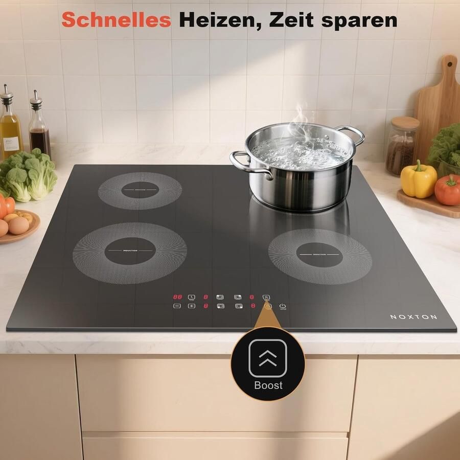 Inductie Kookplaat Elektrisch fornuis Snel koken Boost functie 60 cm Zwart