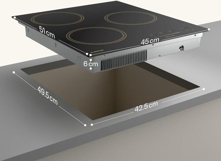 Inductie Kookplaat Inbouw Kookplaat Snel Koken 3 Zones Met Booster 45 cm Compact Zwart
