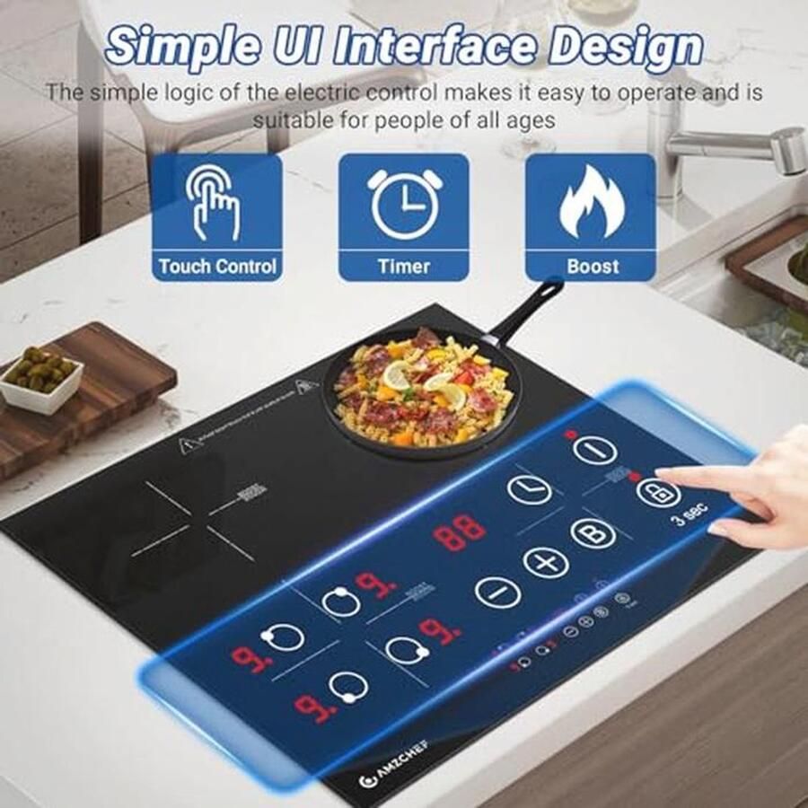 Inductiekookplaat 60 cm met 4 platen en boost-functie