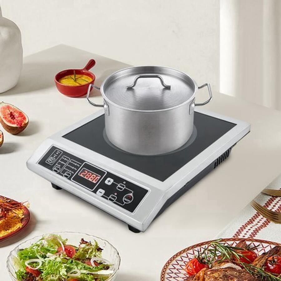 Inductiekookplaat Tafelmodel 3500 W Vermogen 30 cm Verwarmingsoppervlak Microkristallijn Glas Zwart Elektrisch Kooktoestel