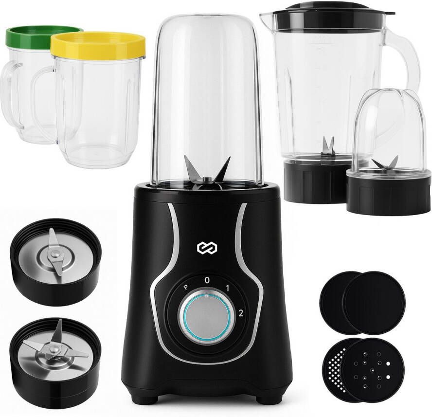 Infinity Goods Blender Smoothie Maker 3-in-1 Blender To Go 4 Bekers 1000ML Kan Mini Blender Zwart - Foto 2