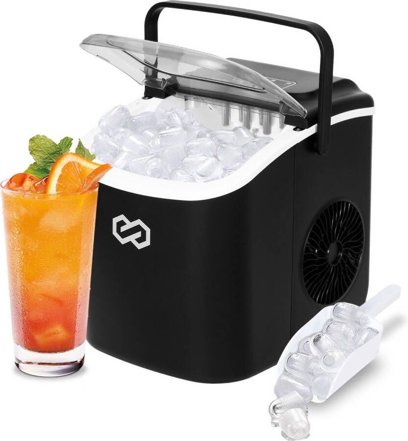 Infinity Goods IJsblokjesmachine 1 3L Met IJsschep Zelfreinigingsfunctie 12KG 24U 9 Blokjes 6 Min Zwart