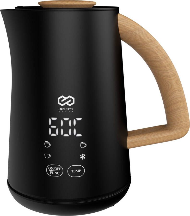 Infinity Goods Melkopschuimer Elektrisch 4 Functies 500ML Melkschuimer Verwarmen Antikleeflaag Zwart