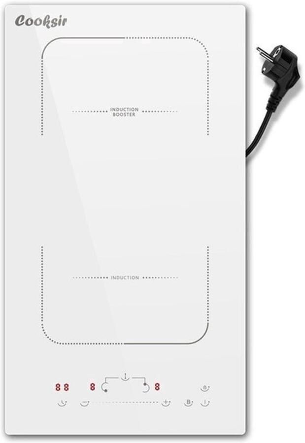 Ingebouwde Inductiekookplaat Witte Kleur 3500 Watt Vermogen 52x29 cm Afmeting Glas Keramiek Dubbele Kookplaat