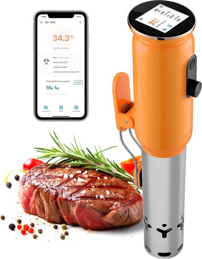 Inkbird Luxury Orange – WiFi Sous-Vide Stick – Digitale Precisie Koker met App – Draadloos Sous-Vide Kooktoestel voor Vlees Vis en Groenten Model 2025! - Foto 2