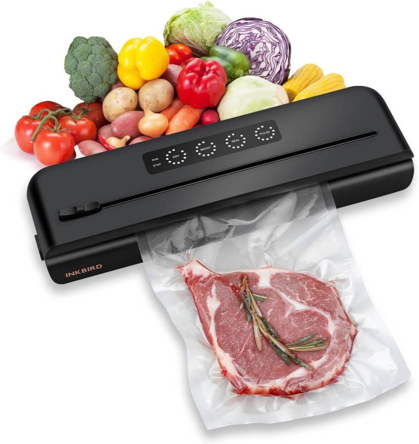 Inkbird Vacuum Sealer Machine with Starter Kit One-touch Operation Built-in Cutter Detachable Drip Tray 10 Times Food Freshness Preservation