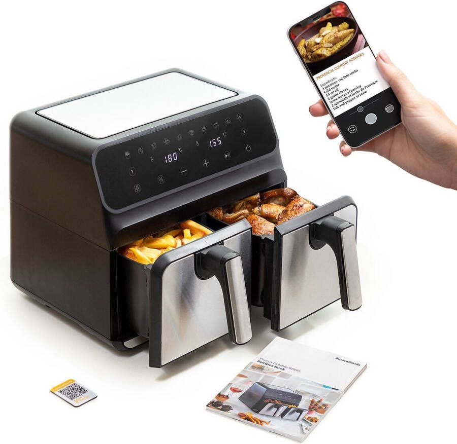 Innovagoods Friteuse zonder Olie Fryinn Double 8000 Zwart Roestvrij staal 3400 W 8 L