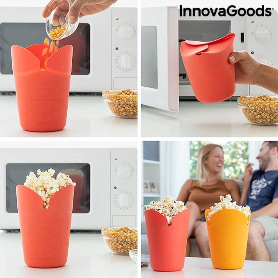 Innovagoods INKLAPBARE SILICONEN POPCORNPOPPERS POPBOX (SET VAN 2) Popcornmaker Popcorn Inklapbare Siliconen Popcornpoppers Popbox Popcorn bakjes Popcorn maker - Foto 1