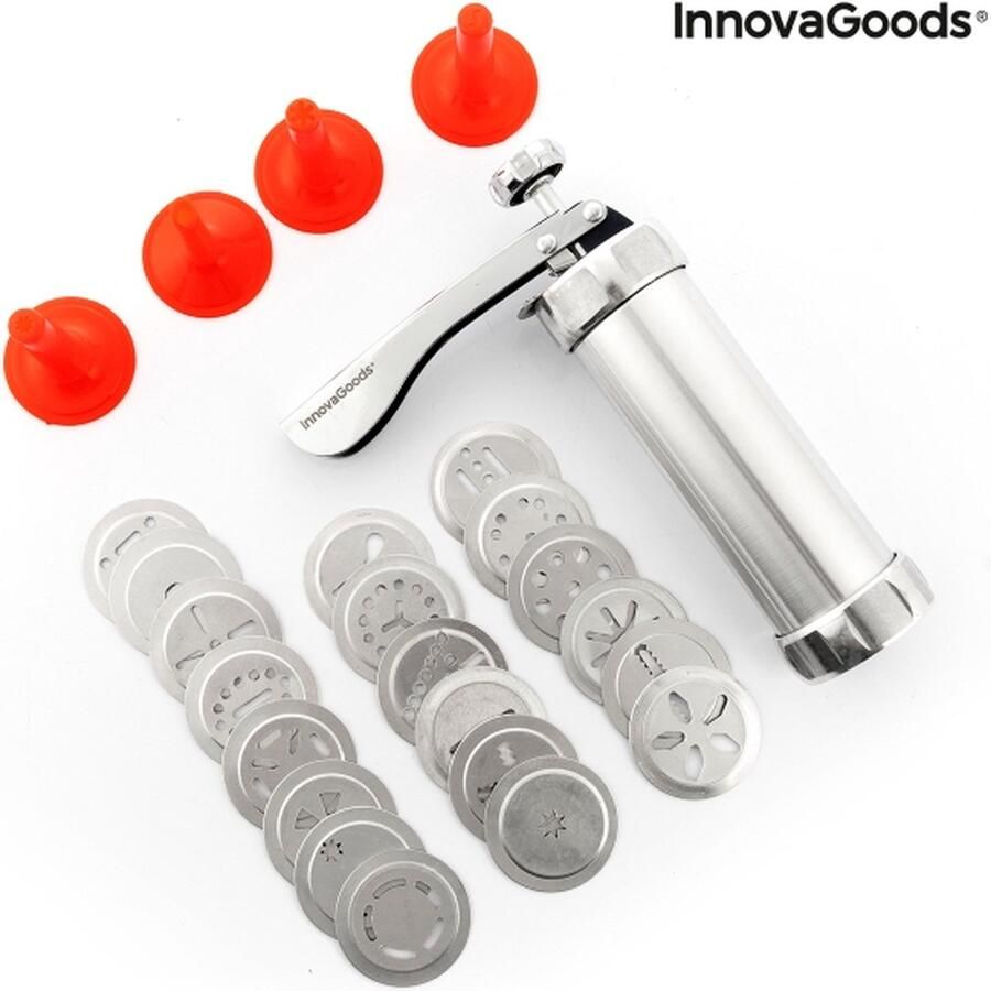 Innovagoods 2-IN-1 KOEKJESPERS EN GARNEERSPUIT PREKIES Garneerspuiten Koeken maken Koekjespers Koekjespistool Koekjesmaker Koekjesspuit Churros Garneerfles Deegspuit - Foto 2