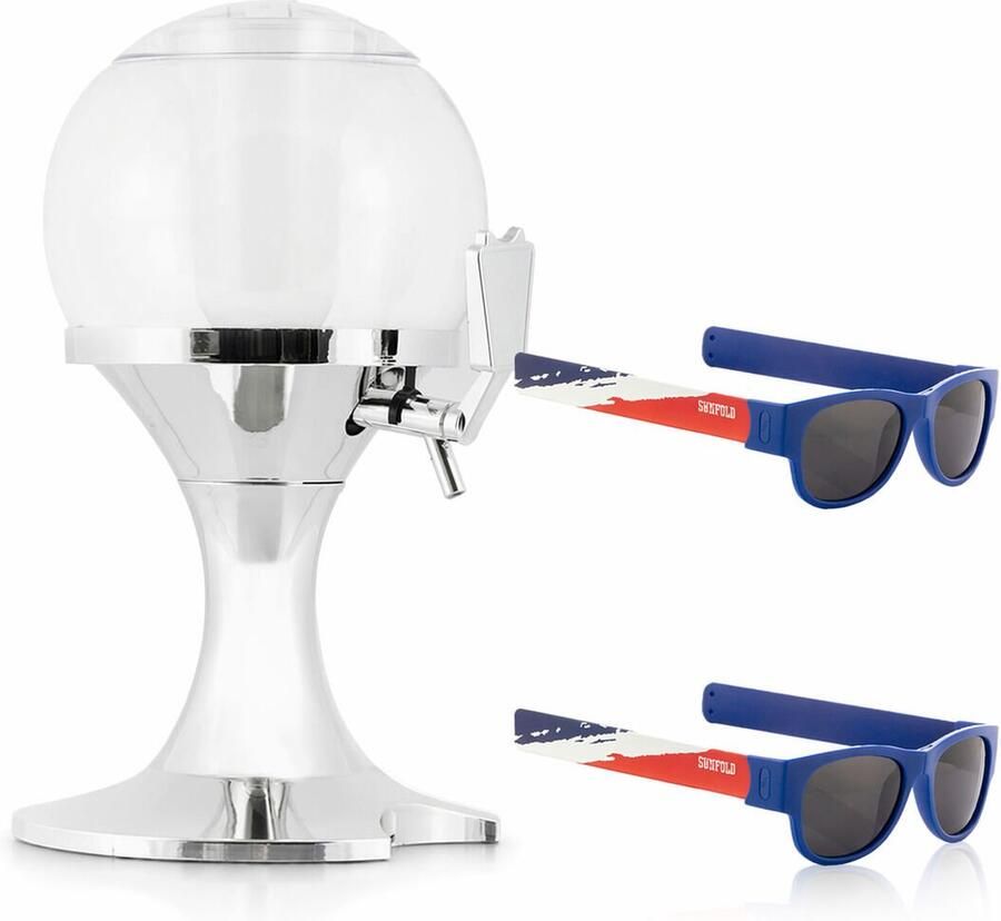 Innovagoods Pack Bierdispenser met koeling en 2 oprolbare zonnebrillen Sunfold France