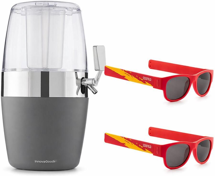 Innovagoods Pack Bierdispenser met koeling en 2 oprolbare zonnebrillen Sunfold Spain Red