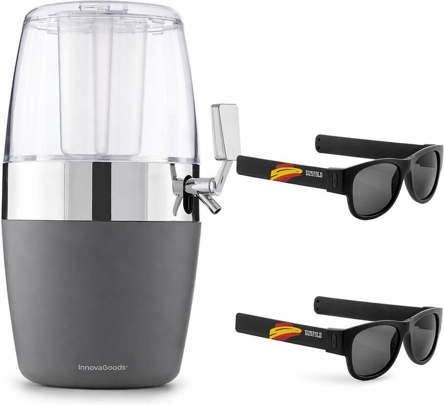 Innovagoods Pack Dispenser voor Koel Bier en 2 Opvouwbare Zonnebrillen Sunfold Spain Black