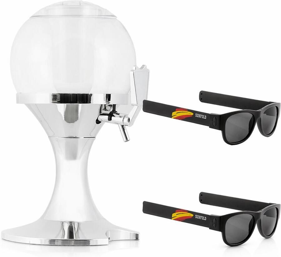 Innovagoods Pakket bierdispenser met koeling en 2 oprolbare zonnebrillen Sunfold Spain Black