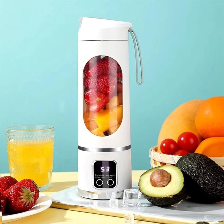 Innovastore Sapcentrifuge Juicer Mini blender Reissapcentrifuge Smoothieblender Sapbeker |Oplaadbaar 450ml Wit