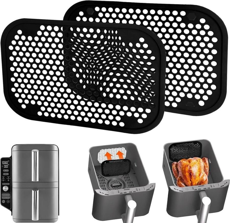Inovra Plus Siliconen anti-spat roosters voor Airfryer XL set van 2 stuks