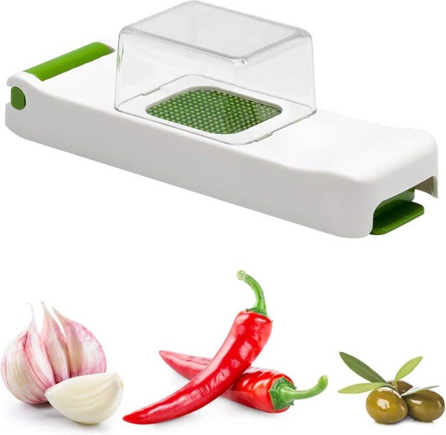 Inovra Veelzijdige Keukenhulp Met Opvangbak Groente- en Uisnijder 3x3 mm Mes BPA-vrij Wit en Groen