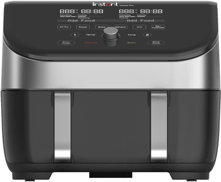 Instant Pot Instant Vortex Plus VersaZone Airfryer 8 5 L RVS ClearCook Raam Dubbele Mand of XXL Enkele Zone 8-in-1 met SyncCook en SyncFinish EvenCrisp Luchtstroom Energiezuinig en Stille Werking