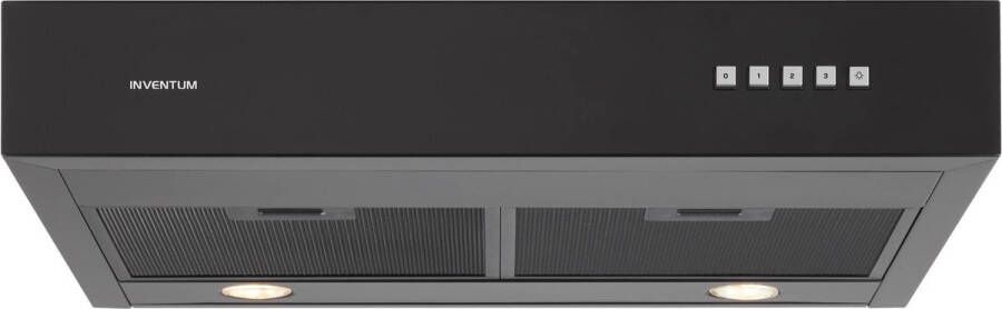 Inventum AKO6015ZWA onderbouw afzuigkap 60 cm Afzuigcapaciteit 350 m3 h Geschikt voor grote keuken 3 standen Ledspots Luchtafvoer en recirculatie Zwart