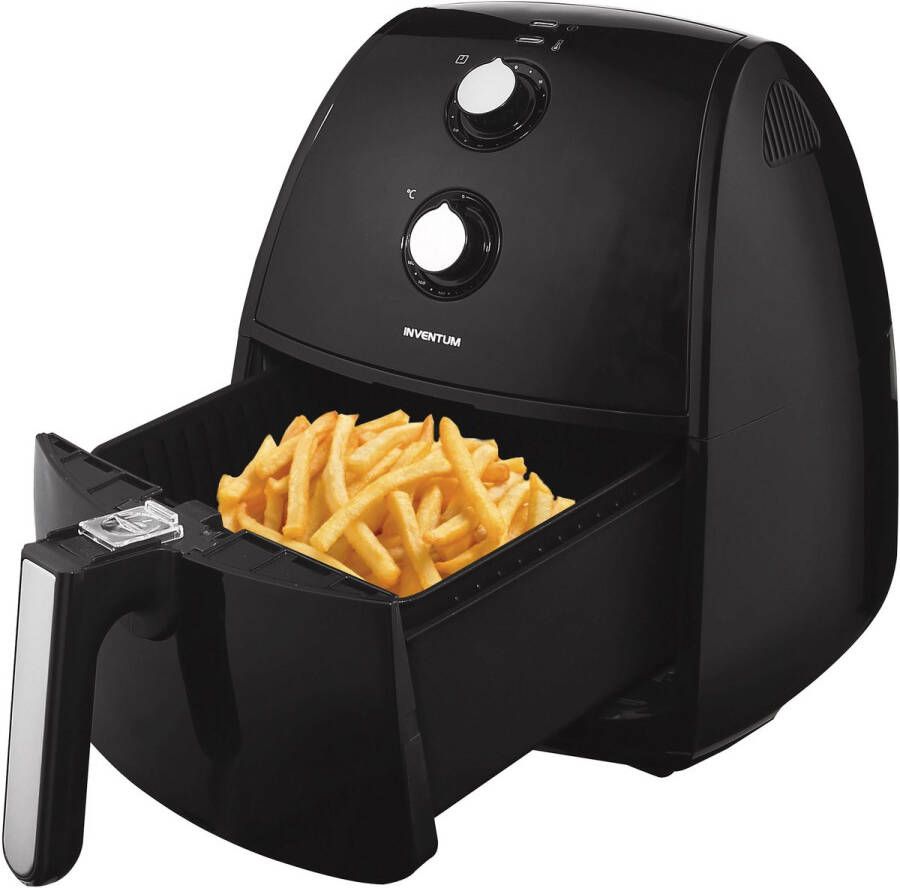 Inventum CGF440HL Airfryer Hetelucht friteuse 4 liter 80 tot 200°C Traploze thermostaat 1500 watt Zwart RVS