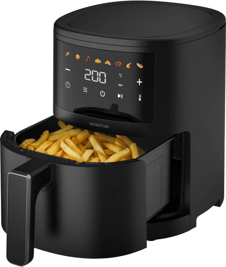 Inventum GF351HLDB Airfryer Hetelucht friteuse 3 5 liter 80 tot 200 graden PFAS-vrij 1500 watt Zwart