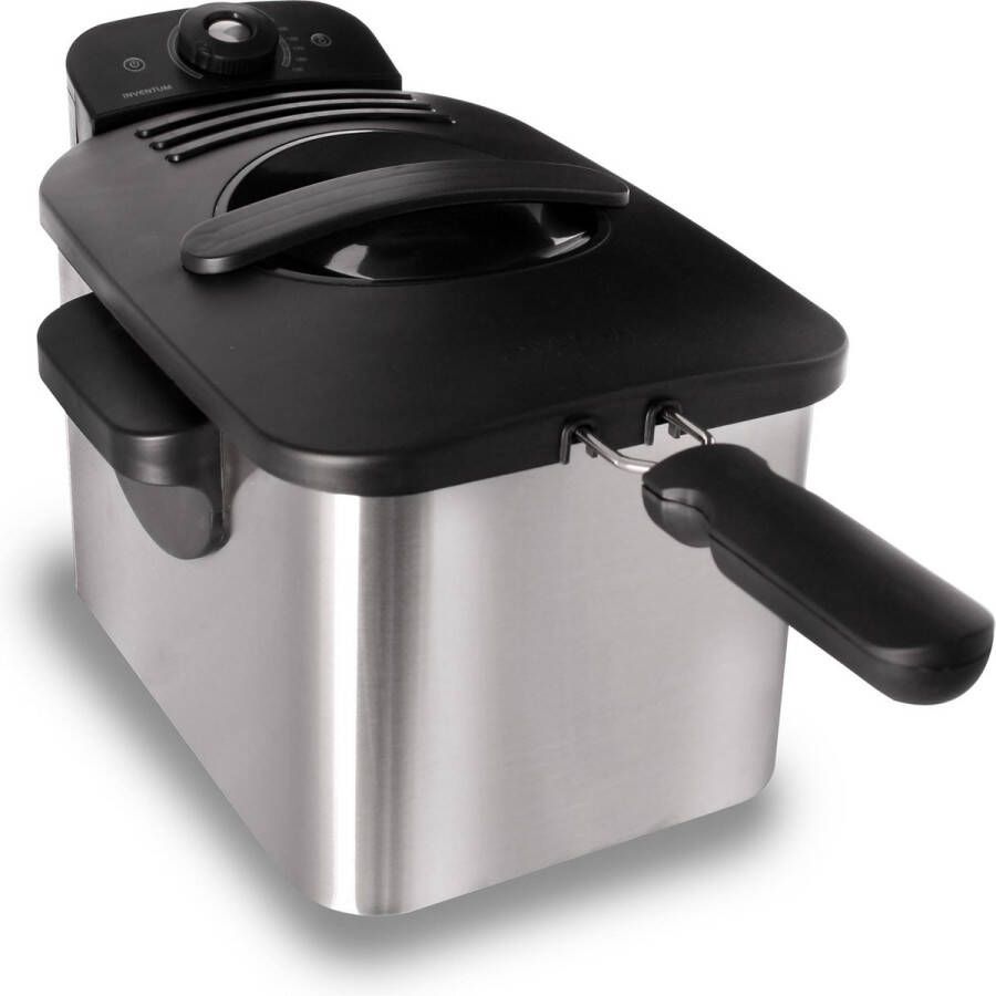 Inventum GF431S Frituurpan 3 liter Tot 190 graden 2200 watt Koude zone Friteuse RVS Zwart - Foto 2