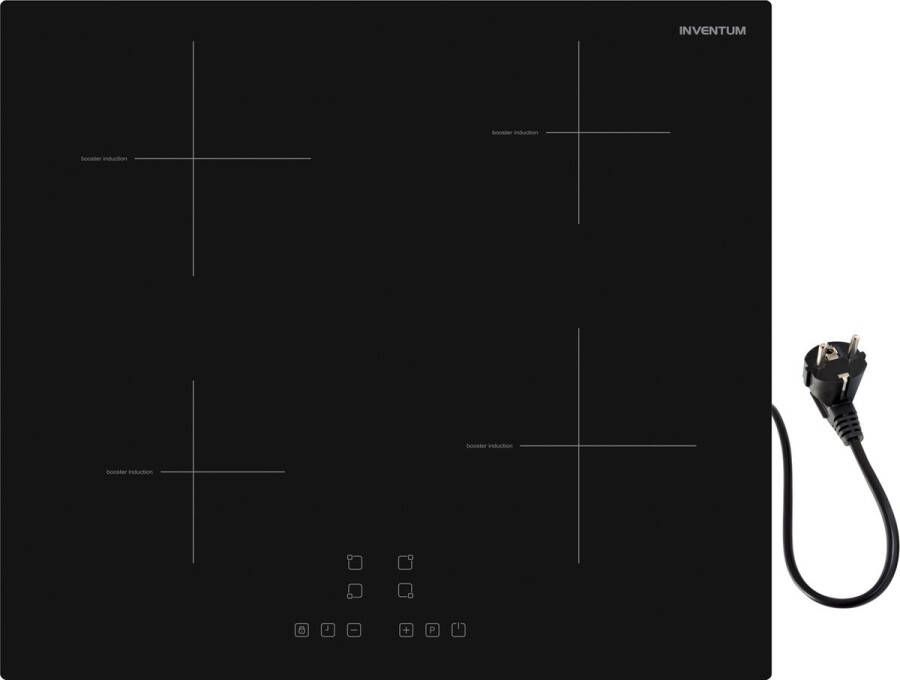 Inventum IKI6010 Inbouw inductie kookplaat 60 cm 4 kookzones 1-fase plug en play Randloos Zwart - Foto 3