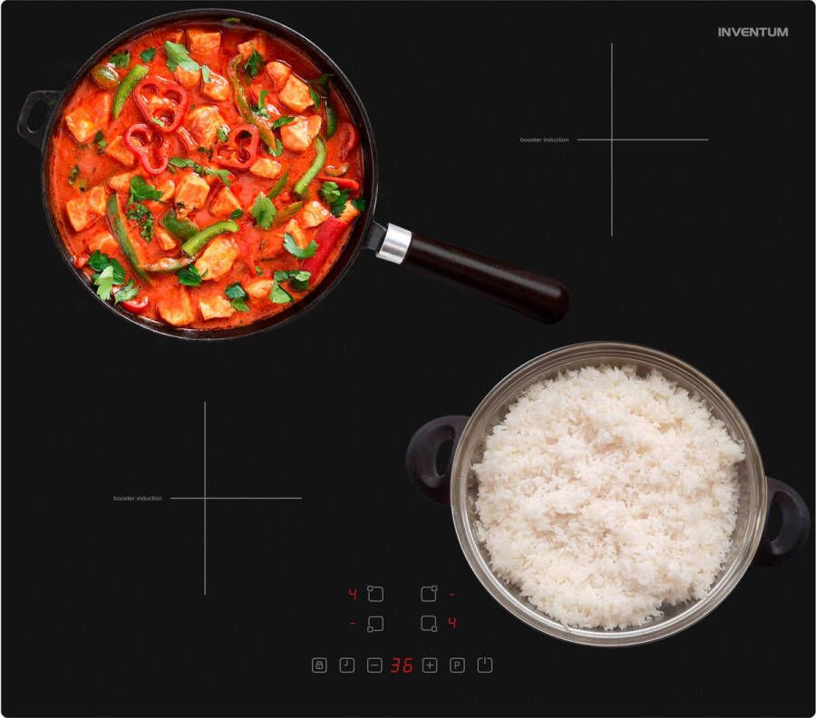 Inventum IKI6010 Inbouw inductie kookplaat 60 cm 4 kookzones 1-fase plug en play Randloos Zwart - Foto 2