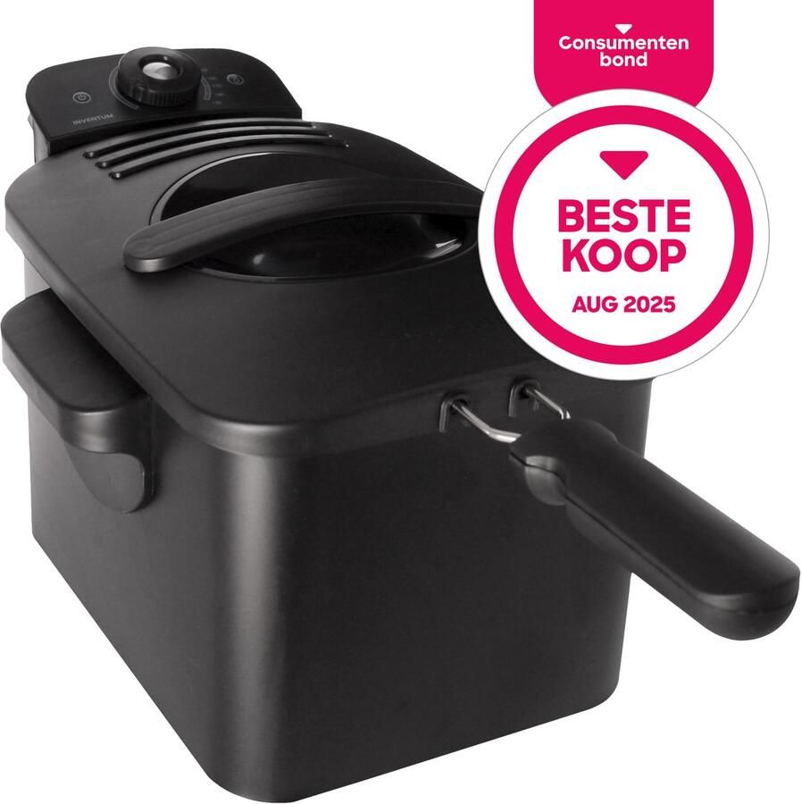 Inventum GF431B Frituurpan 3 liter Tot 190 graden 2200 watt Koude zone Friteuse Oliebollen pan Zwart Beste Koop Augustus 2025