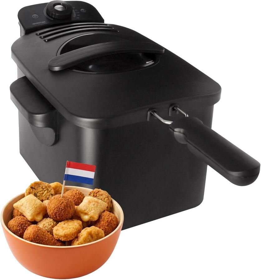 Inventum GF431B Frituurpan 3 liter Tot 190 graden 2200 watt Koude zone Friteuse Oliebollen pan Zwart Beste Koop Augustus 2025 - Foto 3