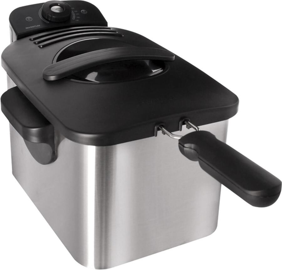 Inventum GF431S Frituurpan 3 liter Tot 190 graden 2200 watt Koude zone Friteuse Oliebollen pan RVS Zwart - Foto 2