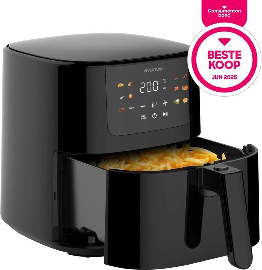 Inventum GF501HLDB Airfryer Hetelucht friteuse 5 liter 70 tot 200 graden 1500 watt Zwart Beste Koop Juni 2025