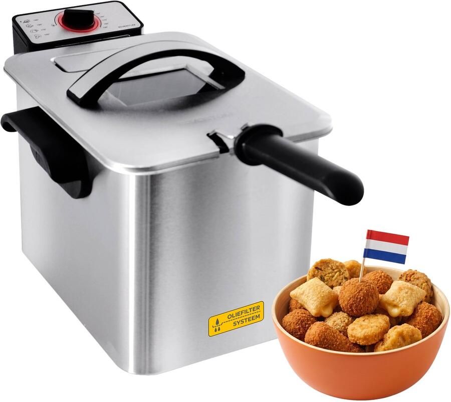 Inventum GF645F Frituurpan 4 liter Tot 190 graden 3000 watt Koude zone Anti reukfilter PFAS vrij Kijkvenster Friteuse Oliebollen pan -RVS Zwart - Foto 3
