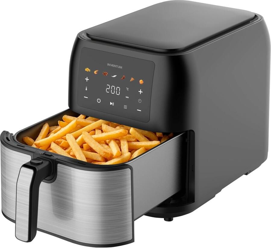 Inventum GF801HLDB Airfryer XXL 8L 7 programma's 80-200 °C Tot 6 personen Zwart RVS