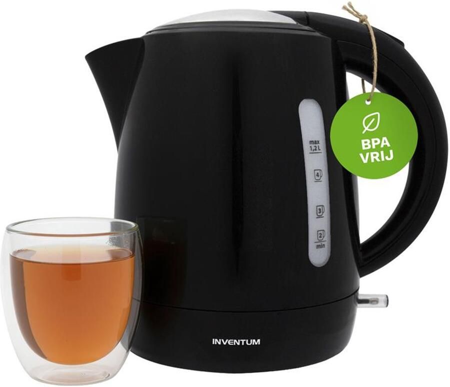 Inventum HW212 Waterkoker Inhoud 1 2 liter Kunststof 2200 watt Zwart
