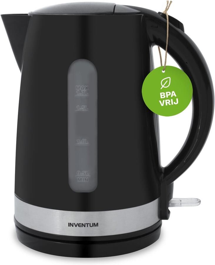 Inventum HW217B Waterkoker Inhoud 1 7 liter Kunststof 2200 watt Zwart RVS