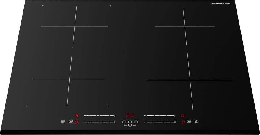 Inventum IKI6035 inbouw inductiekookplaat 60 cm 1- of 2-fase 4 kookzones Bridgefunctie Boost Timer Kinderslot Facetrand voorzijde Elektrische kookplaat 4 pits Zwart - Foto 3