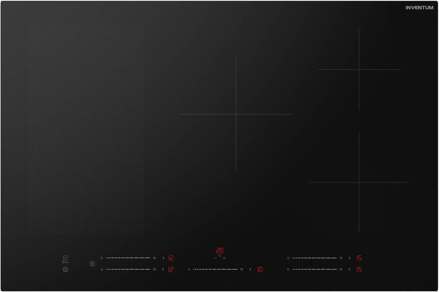 Inventum IKI8045 inbouw inductiekookplaat 80 cm 1- of 2-fase 5 kookzones Boost Timer Kinderslot Elektrische kookplaat 5 pits Zwart