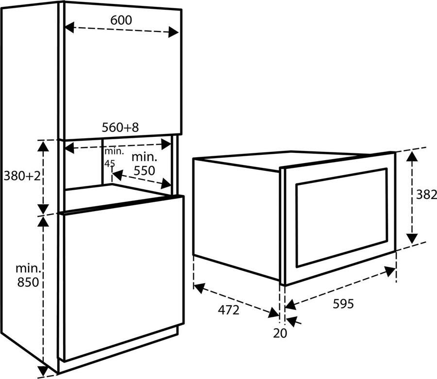 Inventum IMC3834GT Inbouw combi-oven Hetelucht Magnetron Grill 34 liter 38 cm hoog Tot 220 graden Zwart RVS - Foto 2