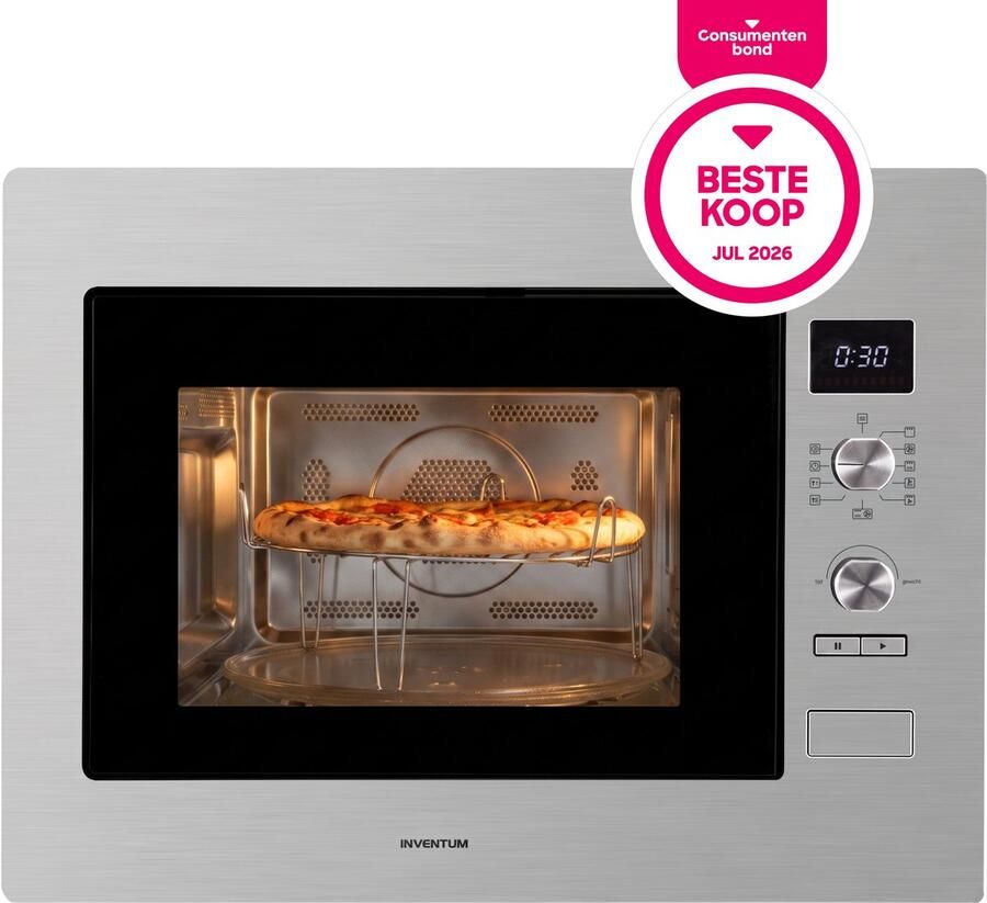 Inventum IMC6132F Inbouw combi-oven Hetelucht Magnetron Grill 32 liter 45 cm hoog Tot 220 graden RVS Zwart