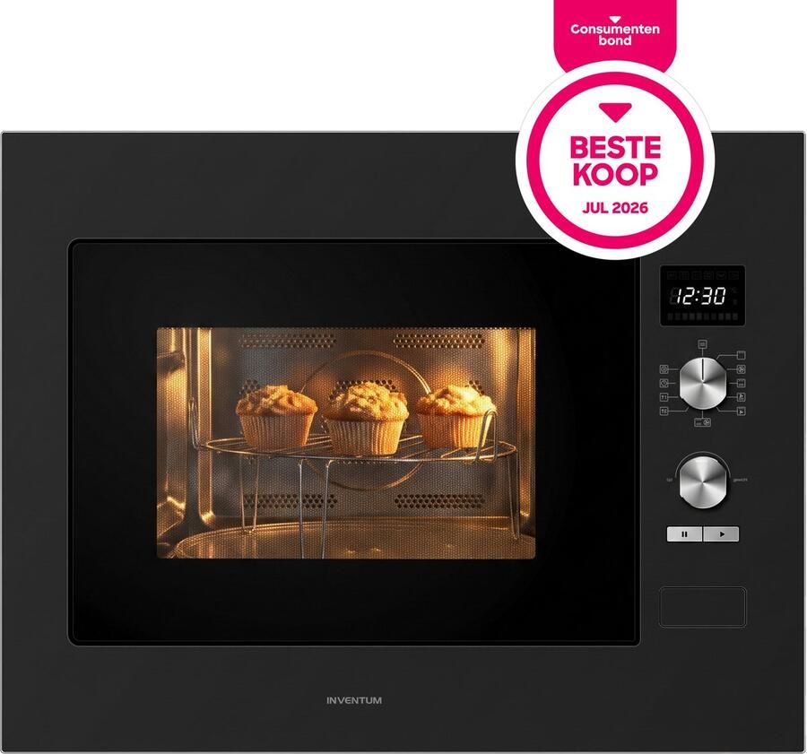 Inventum IMC6132FZWA Inbouw combi-oven Hetelucht Magnetron Grill 32 liter 45 cm hoog Tot 220 graden Zwart RVS - Foto 2