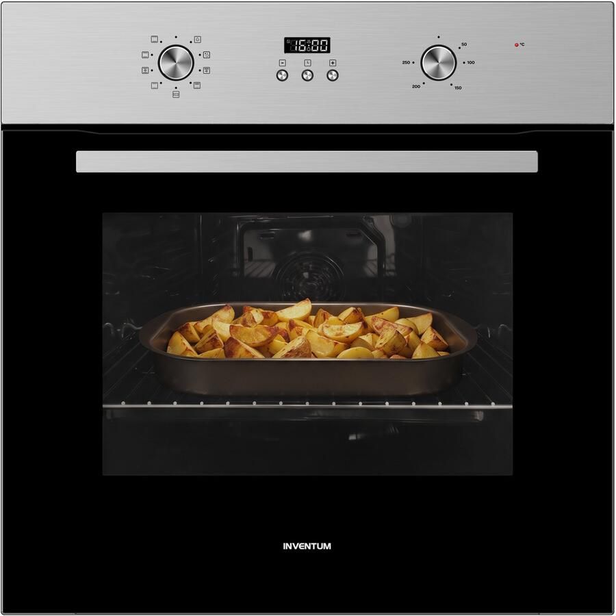 Inventum IOH6070RK Inbouw combi-oven Hetelucht Grill 65 liter 60 cm hoog Tot 250°C RVS Zwart